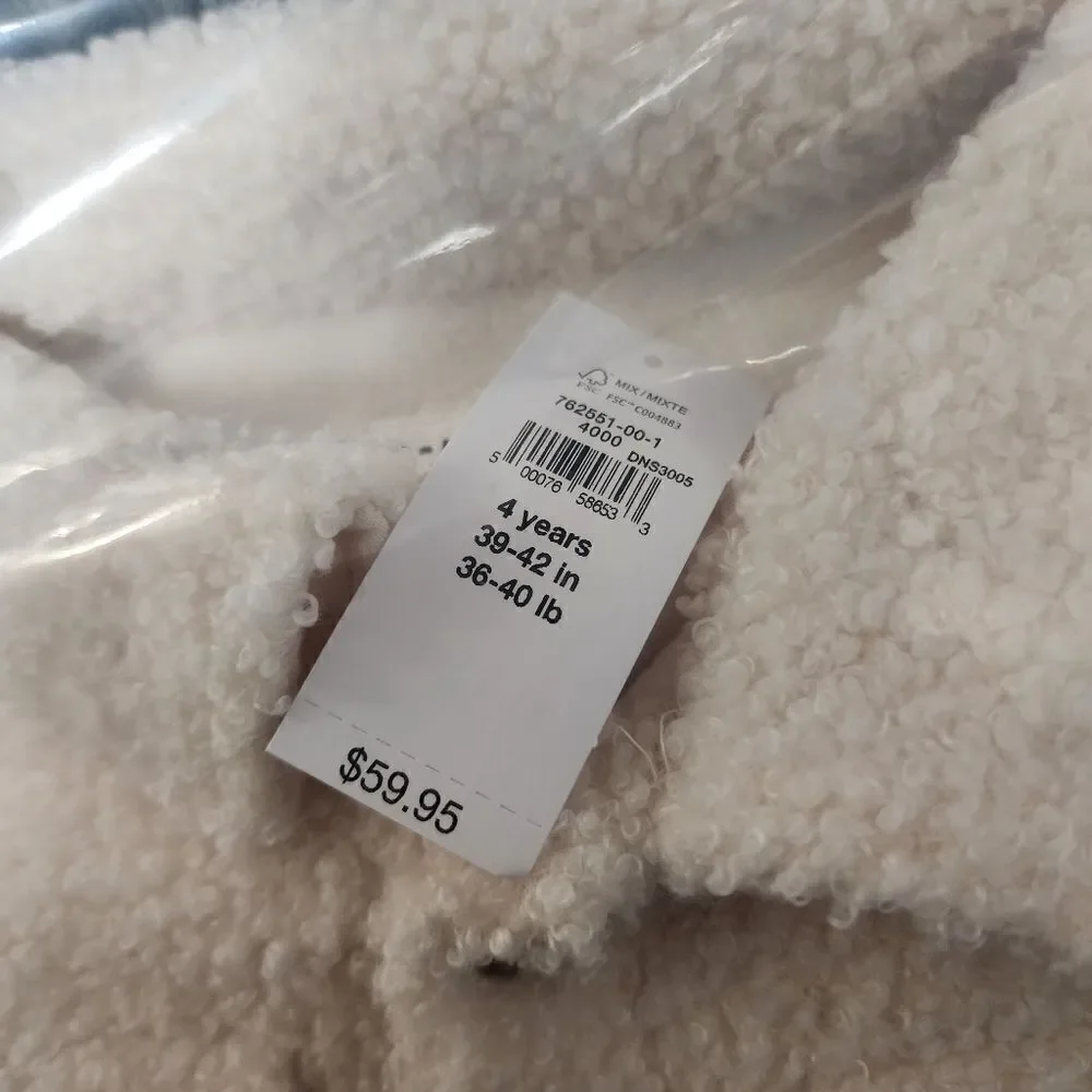 NEW - Gap Toddler Girls - 3 yrs, 4 yrs - Sherpa Shirt Jacket Ivory Frost Beige‎